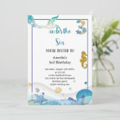 Invitation le meilleur joli pastel bleu mermaid anniversaire (Debout devant)