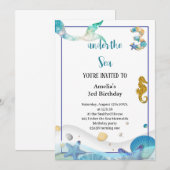 Invitation le meilleur joli pastel bleu mermaid anniversaire (Devant / Derrière)