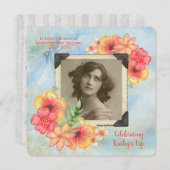 Invitation Le mémorial ajoutent vos rayures de fleurs (Devant / Derrière)