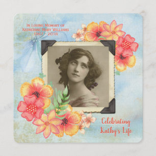 Invitation Le mémorial ajoutent vos rayures de fleurs