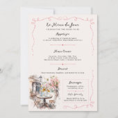 Invitation Le Menu du Jour | Fête des mariées Pink Café (Devant)