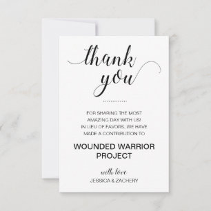 Invitation Le Merci fait un don à un Mariage de bienfaisance