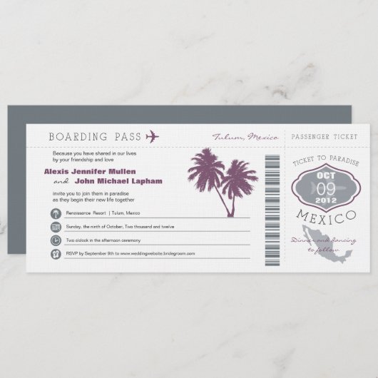 Invitation Le Mexique embarquant l'invitation de PassWedding (Devant / Derrière)