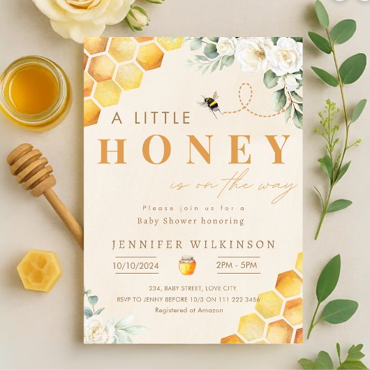 Invitation Le miel Baby shower d'abeilles est en route