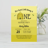 Invitation Le miel doux est un premier anniversaire (Debout devant)
