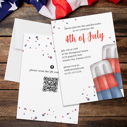 Invitation Le mignon Quart Juillet Popsicles Custom Party