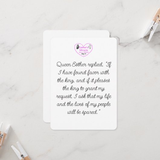 Invitation Le miracle d'Esther stationnaire avec des envelopp (Devant/Arrière en situation)