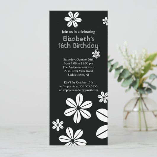 Invitation Le mod fleurit l'invitation d'anniversaire de (Debout devant)