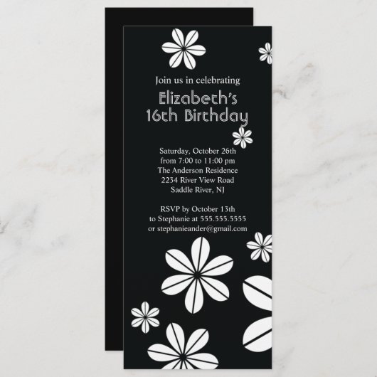 Invitation Le mod fleurit l'invitation d'anniversaire de (Devant / Derrière)