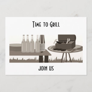 INVITATION "LE MOMENT DE GRILLER" CARTON D'INVITATION POUR TO