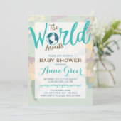 Invitation Le monde attend l'invitation Baby shower, garçon (Debout devant)
