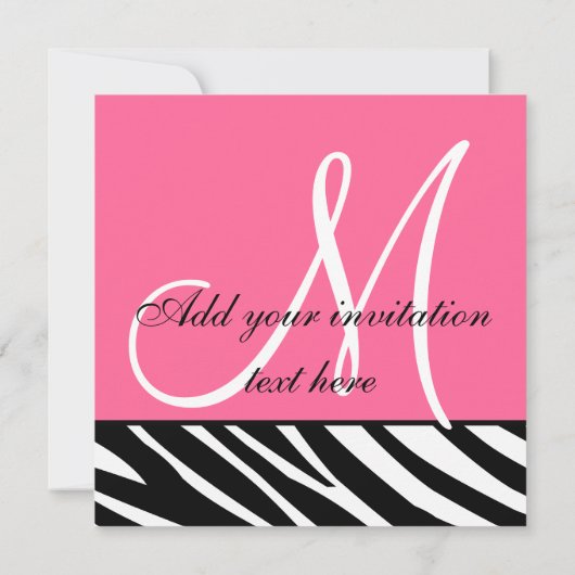 Invitation Le monogramme de zèbre d'invitations de mariage (Dos)