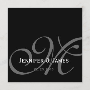 Invitation Le monogramme noir de blanc gris appelle le