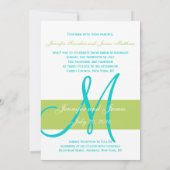 Invitation Le monogramme turquoise vert appelle le mariage (Dos)