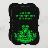 Invitation Le monstre de flamme verte dans le ciel étoilé (Devant / Derrière)