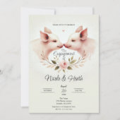 Invitation Le museau rose à la fête d'engagement florale du m (Devant)