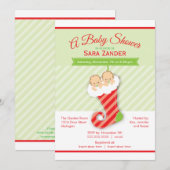 Invitation Le neutre jumelle l'invitation de baby shower (Devant / Derrière)