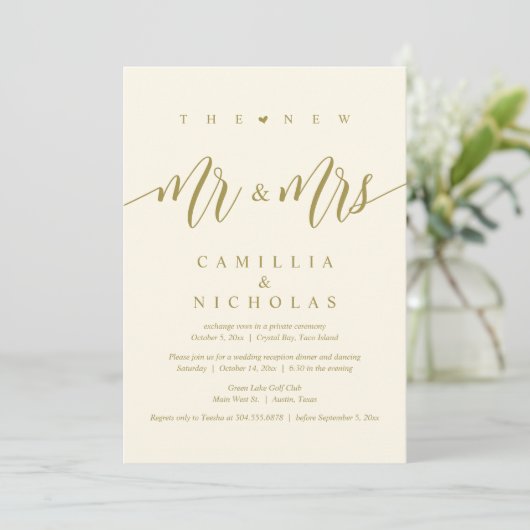 Invitation Le New Mr and Mrs, Mariage Elopement Dinner Party (Debout devant)
