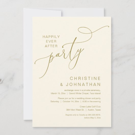 Invitation Le New Mr and Mrs, Mariage Elopement Dinner Party (Devant)