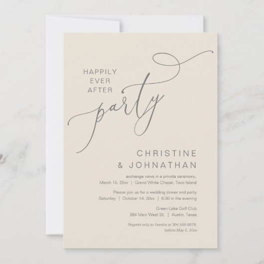 Invitation Le New Mr and Mrs, Mariage Elopement Dinner Party (Devant)