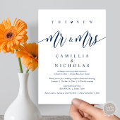 Invitation Le New Mr and Mrs, Mariage Elopement Dinner Party