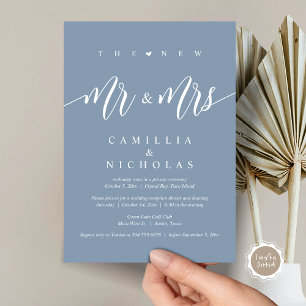 Invitation Le New Mr and Mrs, Mariage Elopement Dinner Party