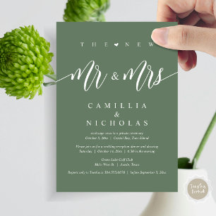 Invitation Le New Mr and Mrs, Mariage Elopement Dinner Party