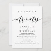 Invitation Le New Mr and Mrs, Mariage Elopement Dinner Party (Devant)