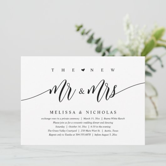 Invitation Le New Mr and Mrs, Modern Mariage Dinner Party (Debout devant)