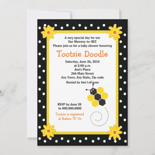 Invitation Le nid d'abeilles gaffent l'invitation de baby (Devant)