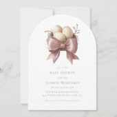 Invitation le nid est rose aquarelle baby shower minimal (Devant)