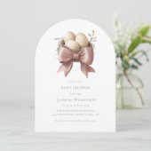 Invitation le nid est rose aquarelle baby shower minimal (Debout devant)