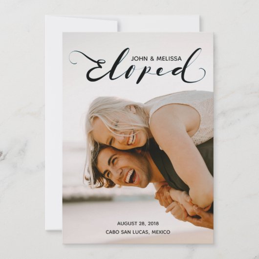 Invitation Le noir simple s'est enfui pour se marier (Devant)