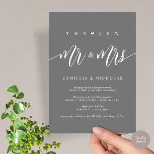 Invitation Le Nouveau M. et Mme, Mariage Elopement Party