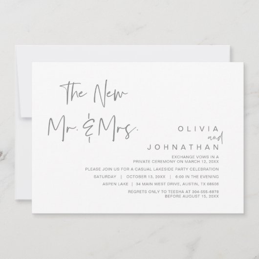 Invitation Le Nouveau M. et Mme, Mariage Elopement Party Invi (Devant)