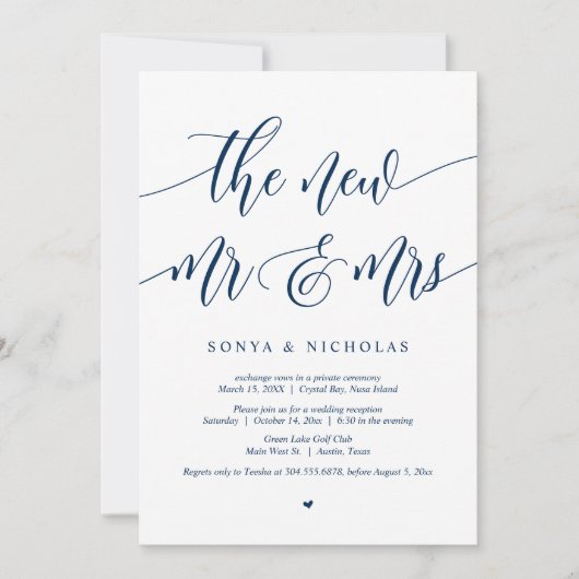 Invitation Le nouveau M. et Mme, Mariage Elopement Party Invi (Devant)