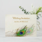 Invitation Le paon fait varier le pas du mariage (Debout devant)
