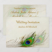 Invitation Le paon fait varier le pas du mariage (Devant / Derrière)
