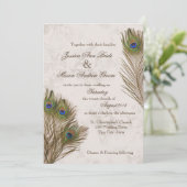 Invitation Le paon fait varier le pas du mariage (Debout devant)