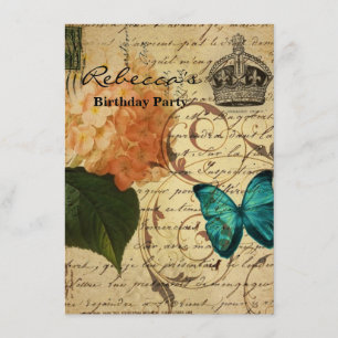 Invitation le papillon bleu Paris scripts botanique français