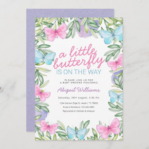 Invitation Le papillon du jardin sur le Baby shower de la fil