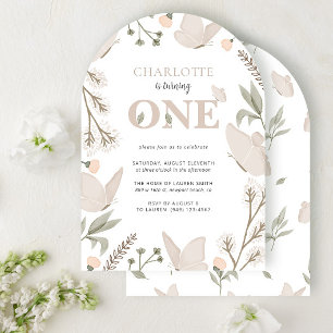 Invitation Le Papillon Floral Mignonne Tourne Un Premier Anni