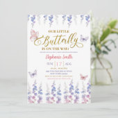 Invitation Le Papillon Floral Pink Purple Meadow Est En Route (Debout devant)