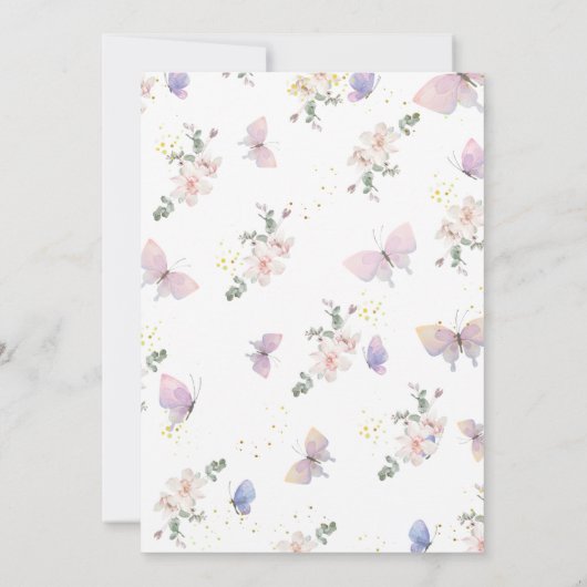 Invitation Le Papillon Rose Violet Est En Route Baby shower (Dos)