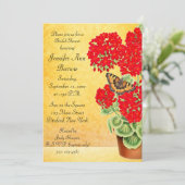 Invitation Le papillon sur le géranium fleurit l'invitation (Debout devant)