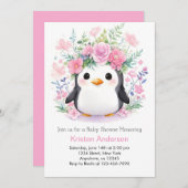 Invitation Le paradis du pingouin : Baby shower de fille (Devant / Derrière)