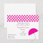 Invitation Le parapluie rose arrosent l'invitation de baby (Devant / Derrière)