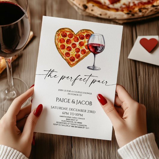 Invitation Le Parfait Pizza Vin Mariage Couples Douche