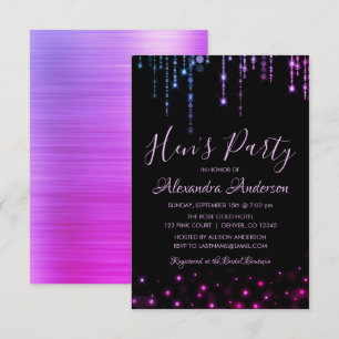 Invitation Le parti de Purple et Pink Hen