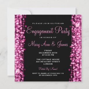Invitation Le Parti d'engagement Mariage s'éclaire en rose